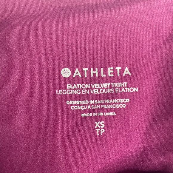Athleta Elation Velvet Tight Legging Women's XS Purple Full Length Activewear - Picture 4 of 5